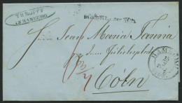 HAMBURG - THURN UND TAXISCHES O.P.A. 1842, HAMBURG Th.& T., K3 Auf Brief Nach Köln, L1 Nach Abgang Der Post, Pracht - Prefilatelia