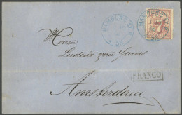 HAMBURG 19 BRIEF, 1866, 7 S. Bräunlichlila, Einzelfrankatur Mit Blauem K2 HAMBURG ST.P. Auf Brief Nach Amsterdam, Obere  - Hamburg