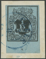 HANNOVER 4 BrfStk, 1851, 1/15 Th. Schwarz Auf Graublau, Unterrandstück Mit Reihenzähler 8, Blauer K2 CELLE, Prachtbriefs - Hanover