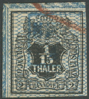 HANNOVER 11 O, 1856, 1/15 Th. Schwarz/grauultramarin, Linke Obere Bogenecke, Pracht - Hannover