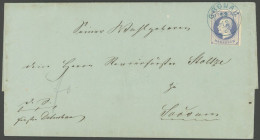 HANNOVER 24y BRIEF, 1864, 2 Gr. Ultramarin Auf Brief Mit Blauem K2 GRONAU, Marke Durchstichmängel - Hannover