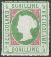HELGOLAND 1II , 1868, 1/4 S. Bläulichgrün/rötlichkarmin, Type II, Ohne Gummi, Feinst, Mi. 600.- - Héligoland