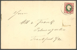 HELGOLAND 13a BRIEF, 1890, 5 Pf. Lilakarmin/grün, Einzelfrankatur Auf Brief (senkrecht Gefaltet) Nach Frankfurt, Feinst, - Heligoland