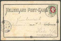 HELGOLAND 14e BRIEF, 1890, 10 Pf. Bläulichgrün/karmin Auf Ansichtskarte (diverse Mängel) Mit Seltenem K1 HELGOLAND Ü B 1 - Héligoland