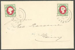 HELGOLAND 14e BRIEF, 1890, 10 Pf. Bläulichgrün/karmin, 2x Auf Brief Nach Mainz, Pracht - Helgoland