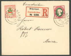 HELGOLAND 15,18h BRIEF, 1890, 25 Pf. Lilakarmin/grün Und 20 Pf. Graurot/hellgelb/hellgraugrün Auf Einschreibbrief Nach M - Heligoland