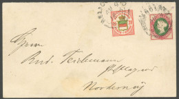 HELGOLAND 15,18g BRIEF, 1890, 25 Pf. Lilakarmin/grün Und 20 Pf. Rötlichorange/hellgelb/hellgraugrün Auf Letzttagsbrief N - Heligoland