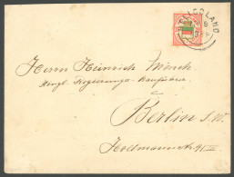 HELGOLAND 18g BRIEF, 1888, 20 Pf. Rötlichorange/hellgelb/hellgraugrün Auf Brief Nach Berlin, Feinst - Héligoland