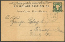 HELGOLAND P 3I BRIEF, 1879, 10 Pf. Grün, Strich 251/2 Lang, Karte Nach Frankfurt, Feinst, Gepr. Schulz, Mi. 150.- - Héligoland