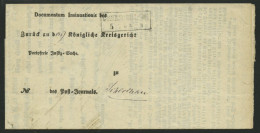 PREUSSEN GRUENCHOTZEN, R2 Auf Postbehändigungsschein (1865), Innen Mit Krone-Posthornstempel, Pracht - Lettres & Documents
