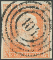 PREUSSEN 1 O, 1851, 1/2 Sgr. Rotorange, Zentrischer Nummernstempel 101 (BERGHEIM), Pracht - Usati