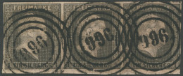 PREUSSEN 2a O, 1850, 1 Sgr. Schwarz Auf Rosa Im Waagerechten Dreierstreifen, Nummernstempel 996 (NAUENBURG A.d.S.), Prac - Otros & Sin Clasificación