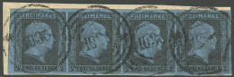 PREUSSEN 3 BrfStk, 1850, 2 Sgr. Schwarz Auf Blau Im Waagerechten Viererstreifen Auf Briefstück, Nummernstempel 1036 (Neu - Otros & Sin Clasificación