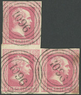 PREUSSEN 6a BrfStk, 1857, 1 Sgr. Rosa Im Dreierblock, Rechte Marke Mit Klischeeverschiebung (PLF 6A1), Nummernstempel 10 - Altri & Non Classificati