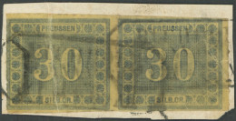 PREUSSEN 21 Paar BrfStk, 1866, 30 Sgr. Dunkelgrünlichblau Im Waagerechten Paar Auf Briefstück Mit Sächsischem R3, Linke  - Other & Unclassified