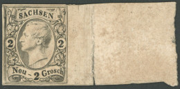 SACHSEN 10 , 1865, 2 Ngr. Revisionsdruck Auf Weißen Kartonpapier Mit Breitem Rechten Rand (dort Einriss), Kurzbefund Vaa - Sachsen