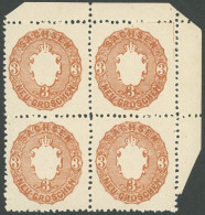 SACHSEN 18a VB , 1866, 3 Ngr. Braunorange Im Postfrischen Viererblock, Pracht, Kurzbefund Vaatz - Saxe
