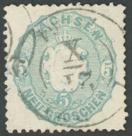 SACHSEN 19a O, 1863, 5 Ngr. Graublau, Pracht, Kurzbefund Rismondo, Mi. 60.- - Saxe