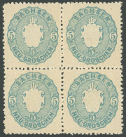 SACHSEN 19a VB , , 1863, 5 Ngr. Graublau Im Viererblock, Feinst - Saxe