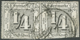 THURN Und TAXIS 35 Paar O, 1867, 1/4 Sgr. Schwarz Im Waagerechten Paar, Nummernstempel 14, Fotobefund Sem: Linke Marke M - Usados