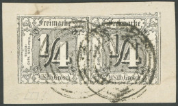 THURN Und TAXIS 35 Paar BrfStk, 1865, 1/4 Gr. Schwarz Im Waagerechten Paar Auf Briefstück, Nummernstempel 14, Linke Mark - Afgestempeld