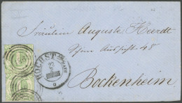 THURN Und TAXIS 41 BRIEF, 1865, 2 Kr. Gelblichgrün, 2x Auf Brief Mit Nummernstempel 186 Von Höchst Nach Bockenheim, Prac - Other & Unclassified