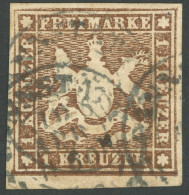 WÜRTTEMBERG 11a O, 1859, 1 Kr. Braun, Pracht, Gepr. Klinkhammer, Mi. 130.- - Autres & Non Classés