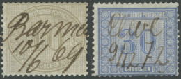NDP 25/6 O, 1869, 10 Gr. Braungrau Und 30 Gr. Graublau, üblich Gezähnt Pracht, Mi. 270.- - Autres & Non Classés