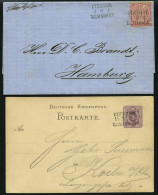 BAHNPOST NDP 16,DR P 12 BRIEF, Itzehoe-Elmshorn, L3 Auf Brief Mit 1 Gr. Karmin Von 1870 Und Auf 5 Pf. Ganzsachenkarte Vo - Macchine Per Obliterare (EMA)