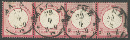 Dt. Reich 9 O, 1872, 3 Kr. Karmin Im Waagerechten Viererstreifen, TuT-Stempel MAINZ, Gepr. Hennies Und Fotoattest Krug:  - Other & Unclassified