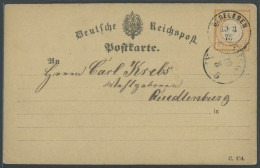 Dt. Reich 18 BRIEF, 1873, 1/2 Gr. Orange Mit K2 DEDELEBEN Auf Postkarte Von ROHRSHEIM Nach Quedlinburg, Pracht - Cartas & Documentos