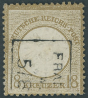 Dt. Reich 28 O, 1872, 18 Kr. Schwärzlichocker, Kleine Reparatur, Wie Pracht, Gepr. Bühler, Mi. (2800.-) - Oblitérés