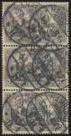 Dt. Reich 80Aa O, 1902, 3 M. Schwarzviolett, Gezähnt A, Ohne Wz., Im Senkrechten Dreierstreifen, Pracht - Andere & Zonder Classificatie