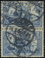 Dt. Reich 82B Paar O, 1902, 2 M. Schwarzblau, Gezähnt B, Ohne Wz., Im Senkrechten Paar, Pracht, Mi. (80.-) - Otros & Sin Clasificación