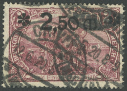 Dt. Reich 118a O, 1920, 2.50 M. Auf 2 M. Braunlila, Pracht, Gepr. Bauer, Mi. 250.- - Autres & Non Classés