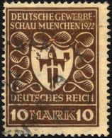 Dt. Reich 203b O, 1922, 10 M. Lilabraun Gewerbeschau, üblich Gezähnt Pracht, Gepr. Dr. Oechsner, Mi. 120.- - Usati