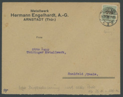 Dt. Reich 329AW BRIEF, 26.11.1923, 20 Mrd.M. Opalgrün/schwarzockerbraun, Gezähnt, Walzendruck, Einzelfrankatur (Briefkas - Lettres & Documents