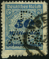 Dt. Reich 330BP HT O, 1923, 50 Mrd. M. Kobaltblau, Durchstochen, Mit Plattenfehler Sprung In Rosette, Firmenlochung P.A. - Oblitérés