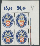 Dt. Reich 400 VB , 1926, 25 Pf. Nothilfe Im Viererblock Aus Der Rechten Oberen Bogenecke, Postfrisch, Pracht, Mi. (160.- - Unused Stamps