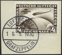 Dt. Reich 439X BrfStk, 1930, 4 RM Südamerikafahrt, Wz. Stehend, Prachtbriefstück, Mi. (400.-) - Oblitérés