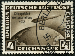 Dt. Reich 498 O, 1933, 4 RM. Chicagofahrt, Pracht, Gepr. D.Schlegel, Mi. 250.- - Gebruikt