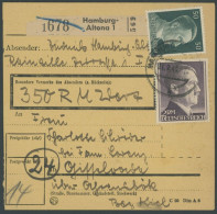 Dt. Reich 800B BRIEF, 1945, 2 M. Schwarzviolett, Gezähnt B, Mit 50 Pf. Zusatzfrankatur Auf Paketkarte Aus HAMBURG ALTONA - Lettres & Documents