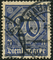 DIENSTMARKEN D 19b O, 1920, 20 Pf. Preußischblau, Stempel NAUMBURG, Pracht, Fotoattest Tworek, Mi. 950.-, R! - Service