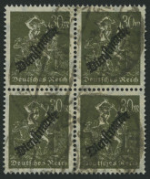 DIENSTMARKEN D 76 VB O, 1923, 30 M. Schwärzlichgrauoliv Im Viererblock, üblich Gezähnt Pracht, Gepr. Infla, Mi. (180.-) - Dienstmarken