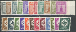 DIENSTMARKEN D 155-77 , 1942, Dienstmarken, Ohne Wz., 2 Postfrische Prachtsätze, Mi. 95.- - Servizio