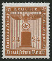 DIENSTMARKEN D 163y , 1942, 24 Pf. Braunorange, Waagerechte Gummiriffelung, Pracht, Gepr. Schlegel, Mi. 350.- - Oficial