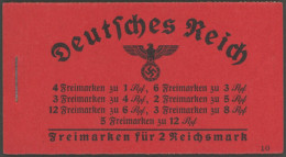 ZUSAMMENDRUCKE MH 38.2 , 1939, Markenheftchen Hindenburg, ONr. 10, Postfrisch, Beim H-Blatt 97 Zwei Werte Haftstellen So - Se-Tenant
