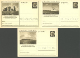 GANZSACHEN P 236 BRIEF, 1934, 6 Pf. Dunkelbraun Hindenburg, 3 Verschiedene Bildpostkarten Mit Motiv Helgoland, Alle Mit  - Otros & Sin Clasificación