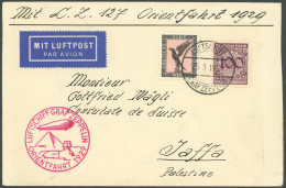 ZEPPELINPOST 23IB BRIEF, 1929, Orientfahrt, Bordpost, Prachtbrief Nach Jaffa - Poste Aérienne & Zeppelin