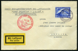 ZEPPELINPOST 57A BRIEF, 1930, Südamerikafahrt, Bordpost, Fr`hafen-Sevilla, Prachtbrief - Zeppelin